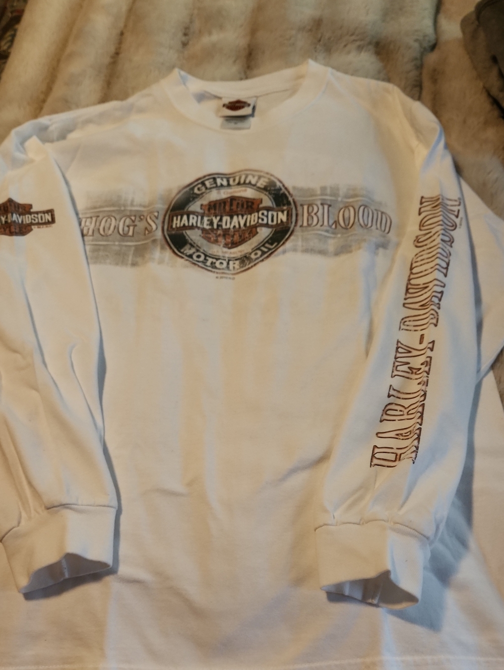 Harley-Davidson Men's White Long Sleeve Graphic Shirt
